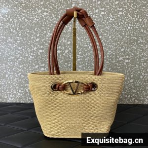 VALENTINO small RAFFIA MACRAME Shoulder Bag 0990S Apricot