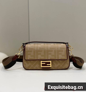 FENDI BAGUETTE CHAIN FF fabric bag 8BR600A brown