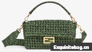 FENDI BAGUETTE Jacquard fabric interlace bag 8BR600A