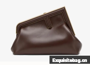 FENDI FIRST SMALL Dark brown leather bag 8BP129A