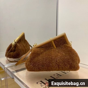 FENDI FIRST SMALL brown sheepskin bag 8BP129AH