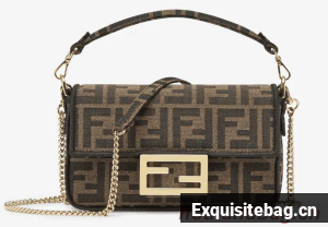 FENDI MINI BAGUETTE CHAIN FF fabric bag 8852 brown