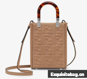 FENDI MINI SUNSHINE SHOPPER FF fabric mini-bag 8BS051AG Beige