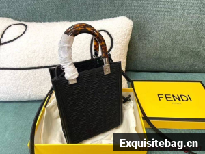 FENDI MINI SUNSHINE SHOPPER FF fabric mini-bag 8BS051AG black