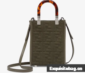 FENDI MINI SUNSHINE SHOPPER FF fabric mini-bag 8BS051AG green