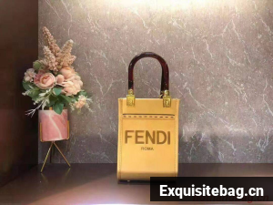 FENDI MINI SUNSHINE SHOPPER leather mini-bag 8BS051ABV yellow