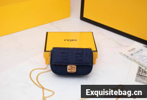 FENDI NANO BAGUETTE CHARM Nappa lcanvas Bag 7AR844 Black