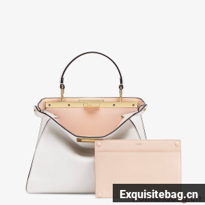 FENDI PEEKABOO ISEEU MEDIUM leather bag F1392 white