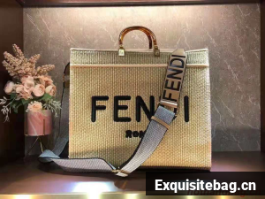 FENDI PEEKABOO X-TOTE FF Weave Bag 8BH376 Brown