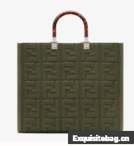 FENDI SUNSHINE MEDIUM FF fabric shopper 8BH386A green