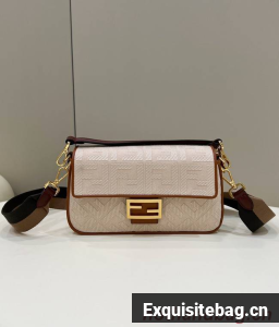 Fendi Baguette Chain FF fabric bag 8BR600A Beige