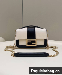 Fendi Baguette Sheepskin bag 8BR6551 Cream & black