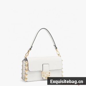 Fendi Baguette brooch Fendace white leather bag 8BR801