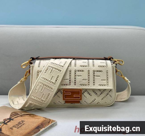 Fendi Baguette leather bag 8BR600A white
