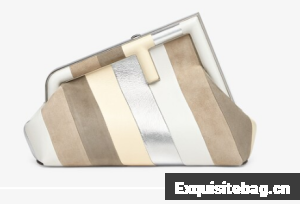 Fendi First Small Leather bag with silver and light brown inlay 8BP129A