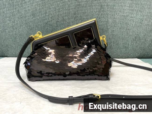 Fendi First Small sequinned bag 8BP129 black