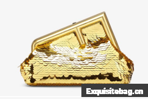 Fendi First Small sequinned bag 8BP129 gold