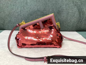 Fendi First Small sequinned bag 8BP129 red