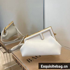 Fendi Original Leather Medium Clutch Bag 56832 White