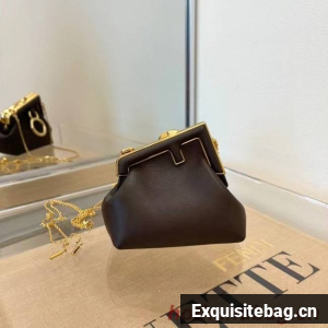 Fendi Original Leather Mini Clutch Bag 56831 Dark brown