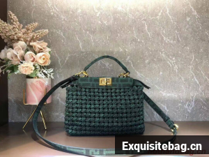 Fendi PEEKABOO ISEEU Weave Bag F4587 blackish green