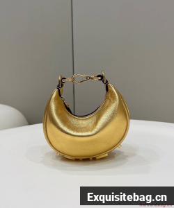 Fendi Praphy Original Leather Big FENDI Logo Mini Bag 80056S Gold