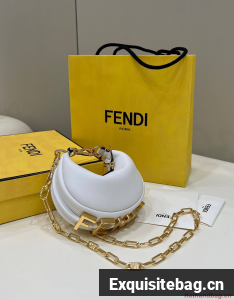 Fendi Praphy Original Leather Big FENDI Logo Mini Bag 80056S White
