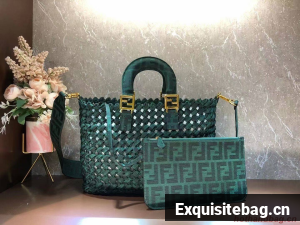 Fendi Weave Bag F6501 blackish green