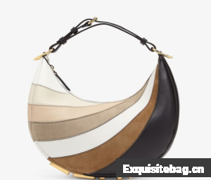 Fendi graphy Small Leather bag with beige and brown inlay 8BR798A