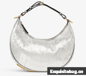 Fendigraphy Small Silver laminated leather bag 8BR798A