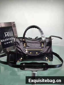 Balenciaga Giant City Gold Studs Handbag 084333 Black