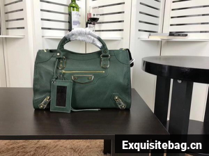 Balenciaga Giant City Gold Studs Handbag B084334 Green