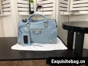 Balenciaga Giant City Gold Studs Handbag B084334 Light Blue