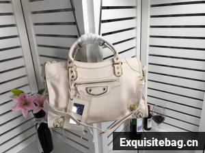 Balenciaga Giant City Gold Studs Handbag B084334 OffWhite