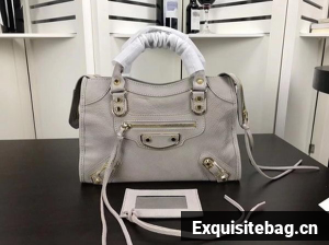Balenciaga Giant City Gold Studs Handbag B084335 Light Grey