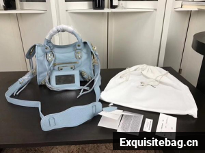 Balenciaga Giant City Gold Studs Handbag B084336 Light Blue
