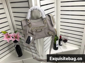 Balenciaga Giant City Gold Studs Handbag B084336 Light Grey