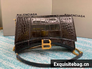 Balenciaga HOURGLASS CHAIN BAG B164497 black&aged-gold hardware