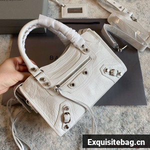 Balenciaga Classic Crocodile Leather Bag B300296 white