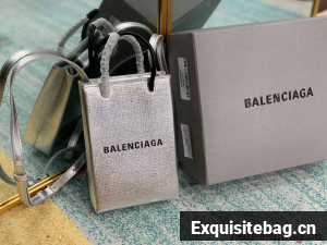 Balenciaga Original Leather Mini Shopper Bag B152865 Silver