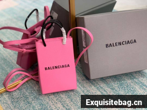 Balenciaga Original Leather Mini Shopper Bag B152865 pink&black