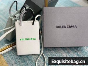 Balenciaga Original Leather Mini Shopper Bag B152865 white&green