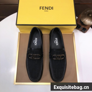 Fendi Mens FF Squared leather loafers 93833-4