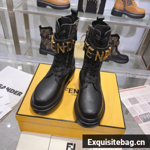 Fendi graphy Black leather biker boots 93702-2