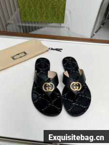 Gucci WOMENS THONG SANDAL WITH DOUBLE G 55296-6