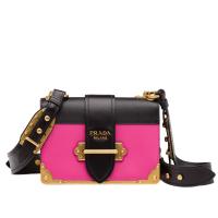 Prada Cahier Shoulder Bag In PinkBlack Leather