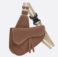 Dior Mens Saddle Belt Bag In Brown Grained Calfskin
