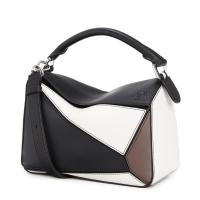 Loewe Small Puzzle Bag In BlackTaupeWhite Calfskin