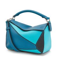 Loewe Small Puzzle Bag In LagoonBlackBlue Calfskin