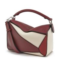 Loewe Small Puzzle Bag In BordeauxGarnetWhite Calfskin